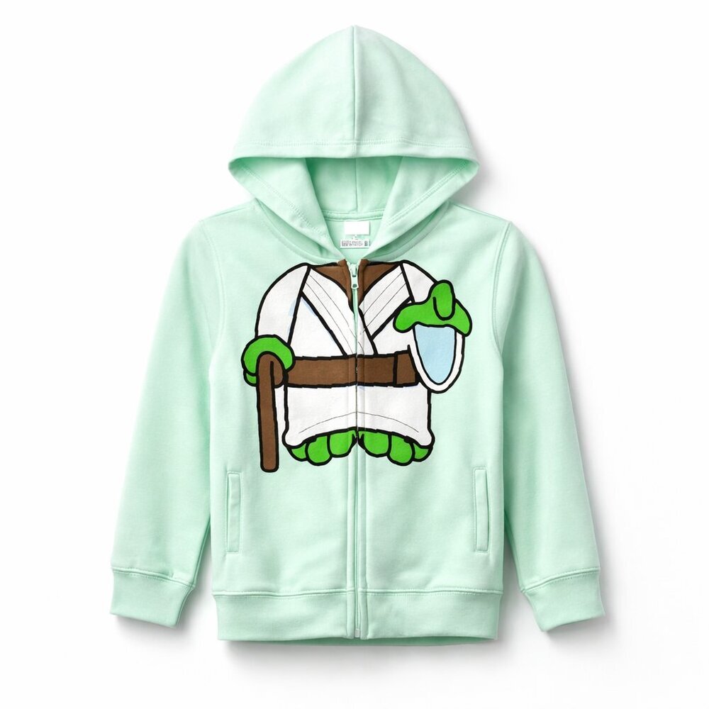 Star Wars Kids Hoodie Jacket Mint Green Yoda Graphic Zip-Up Size SM 6/6X